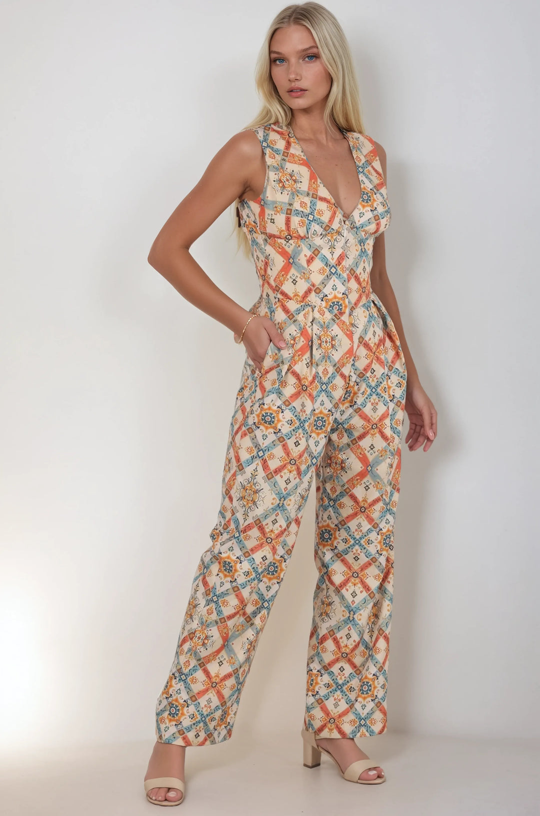 Jamie Floral Scroll Corset Jumpsuit