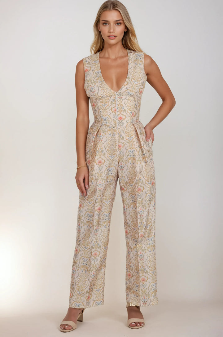 Claudia Baroque Floral Corset Jumpsuit