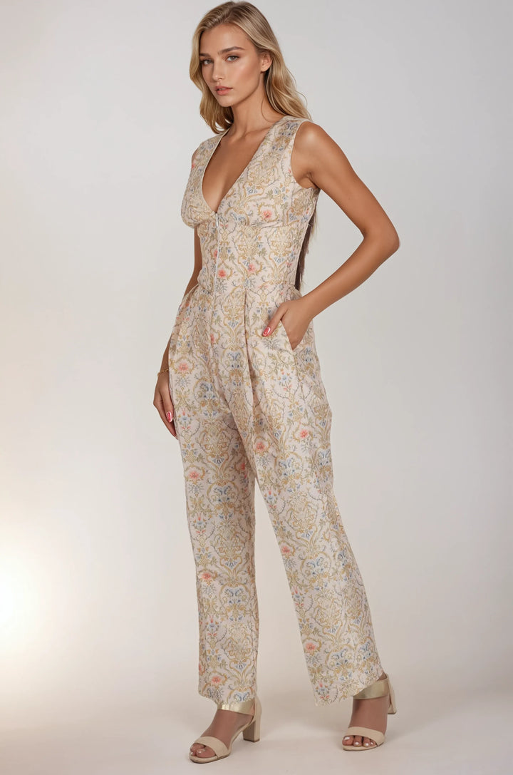 Claudia Baroque Floral Corset Jumpsuit