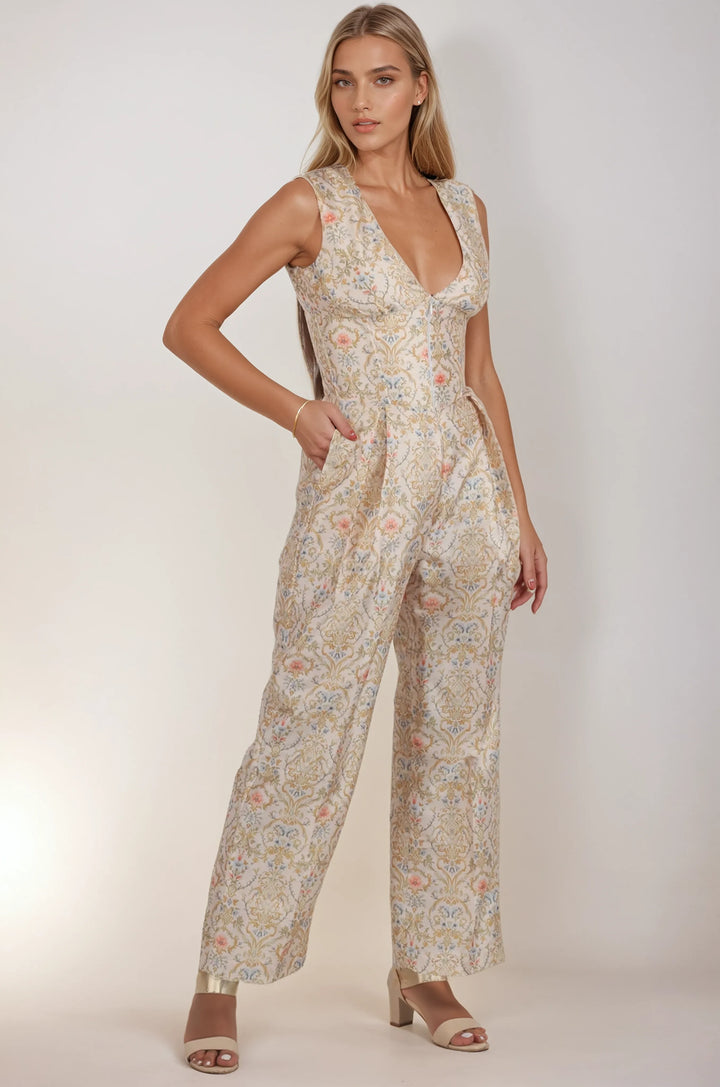 Claudia Baroque Floral Corset Jumpsuit