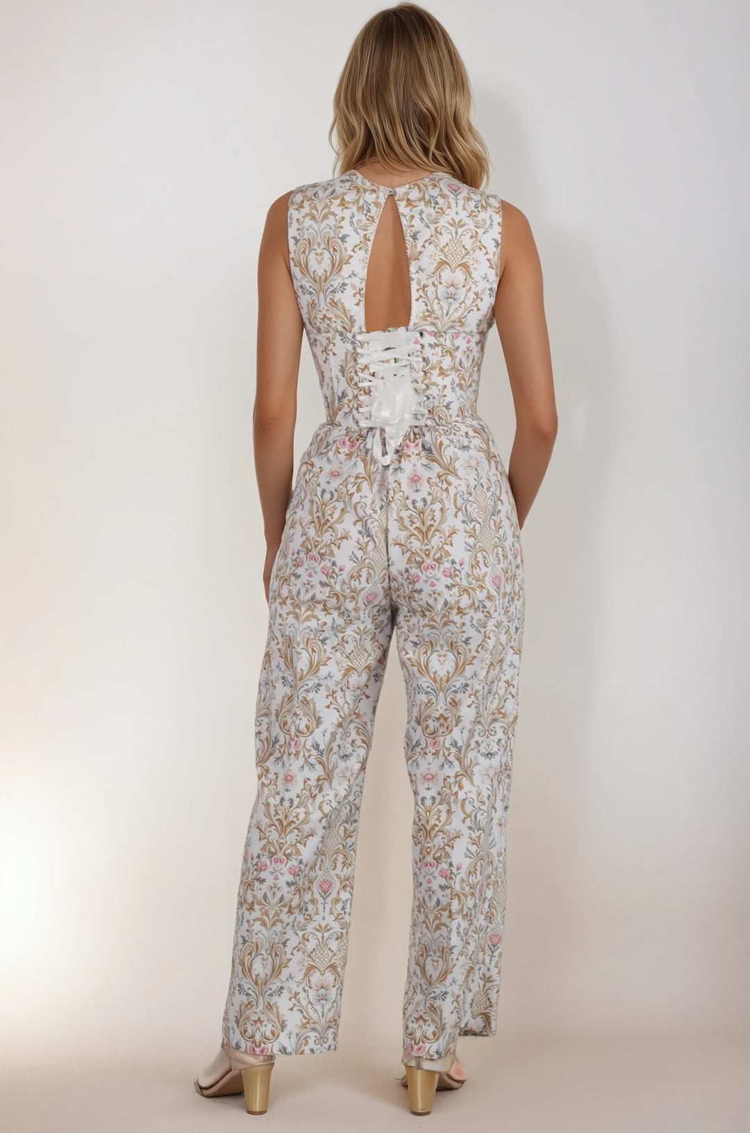 Misha Floral Scroll Corset Jumpsuit