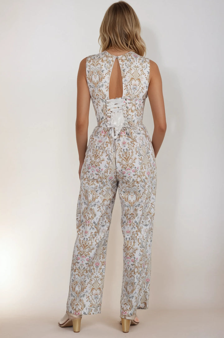 Misha Floral Scroll Corset Jumpsuit