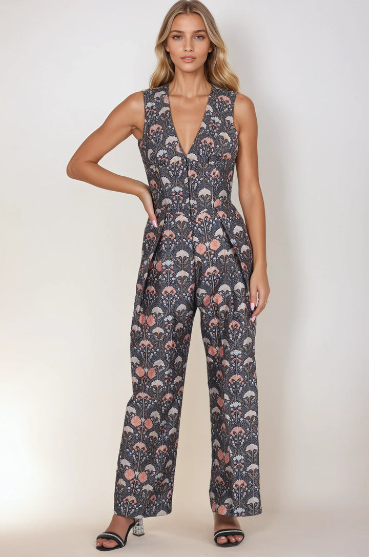 Rylan Botanical Polka Corset Jumpsuit