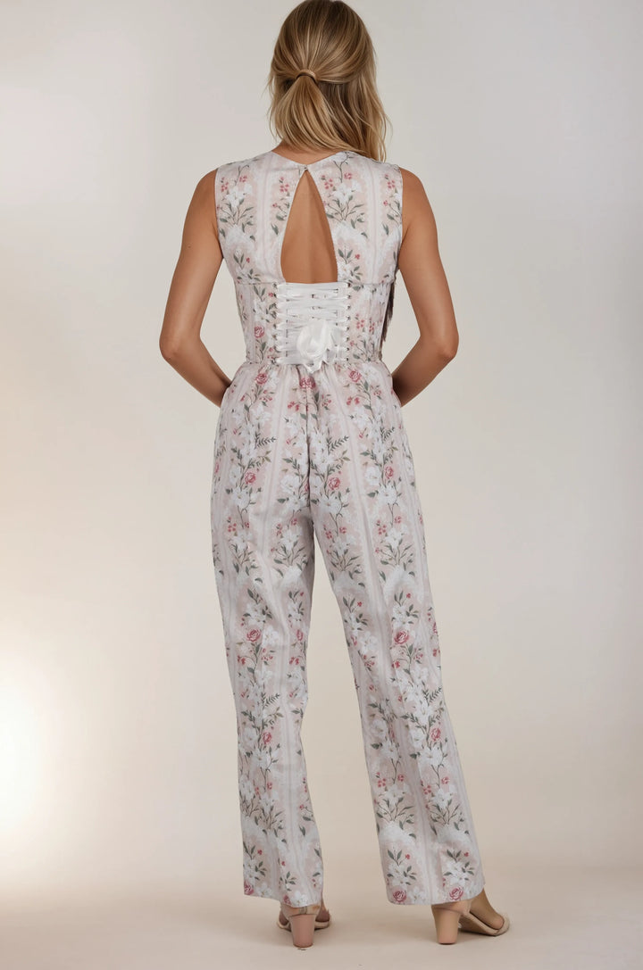 Bryce Rose Foliage Corset Jumpsuit