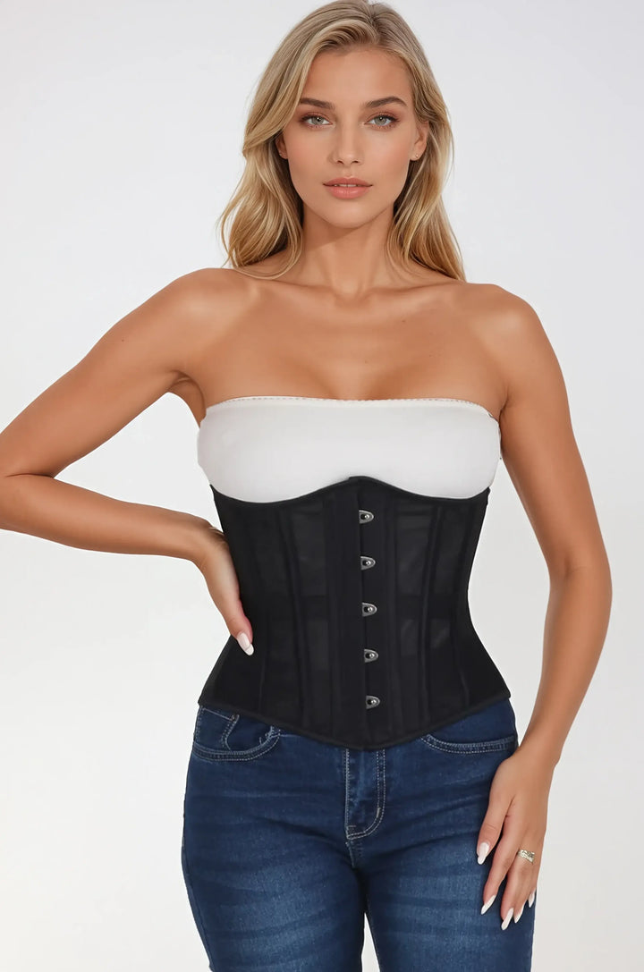 Hailley Black Mesh Underbust Corset