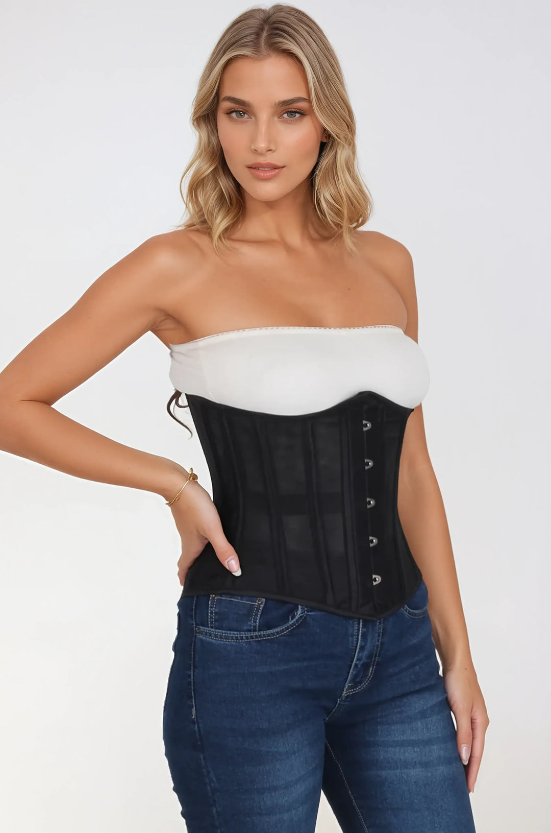 Hailley Black Mesh Underbust Corset