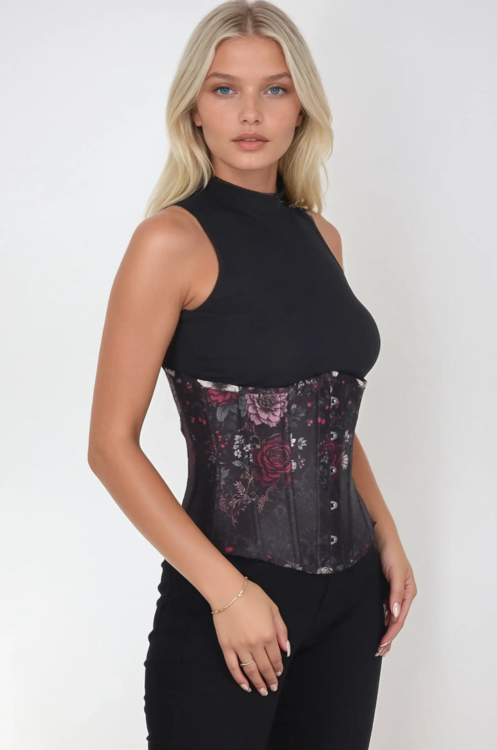 Shannell Dark Floral Underbust Corset