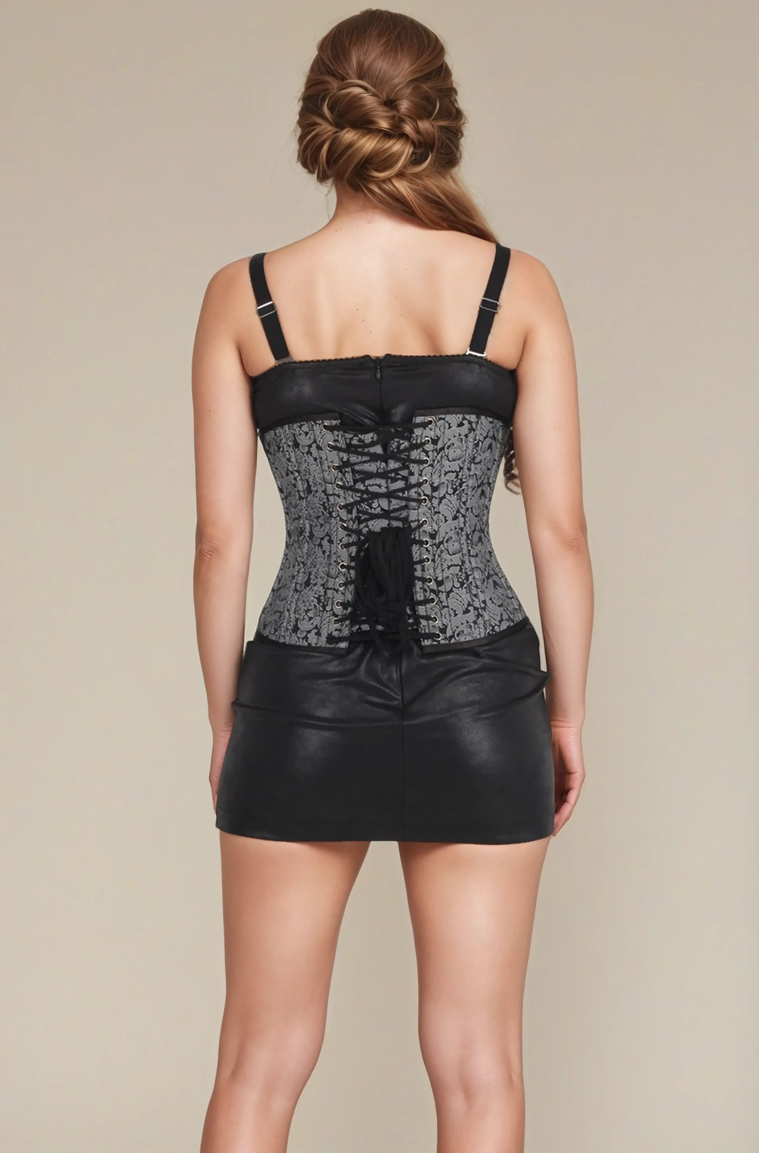 Tamzin Waist Training Silver Brocade Corset