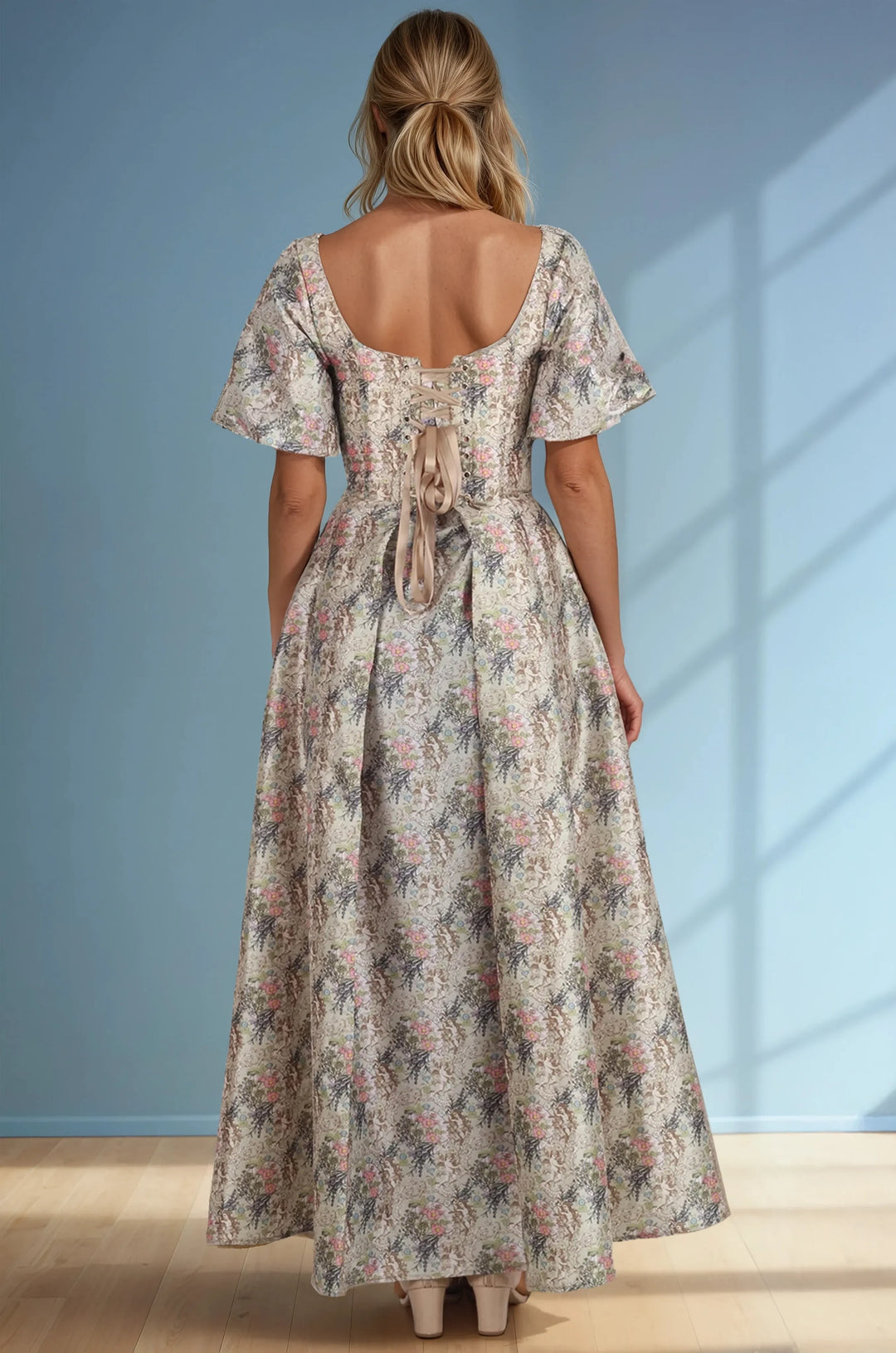 Helen Floral Print Corset Gown