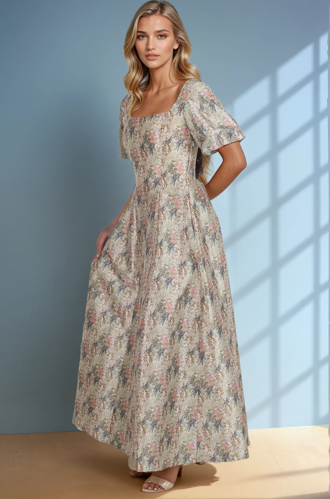Helen Floral Print Corset Gown